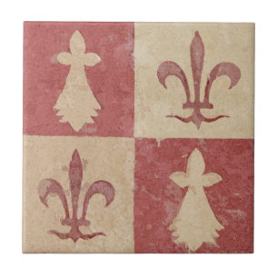 Antikes französisches mittelalterliches Fleur-de-L Fliese