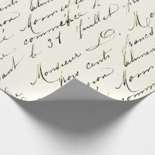 Antikes französisches Schrift-Geschenkpapier Geschenkpapier