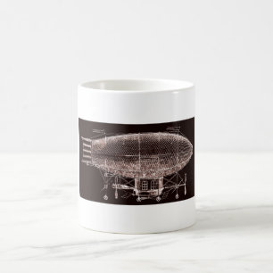 Antikes französisches Steampunk-Fisch-Luftschiff-D Kaffeetasse