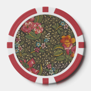 Antikes französisches Toile de Jouy Blumenmuster Pokerchips