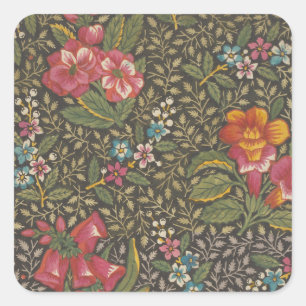 Antikes französisches Toile de Jouy Blumenmuster Quadratischer Aufkleber