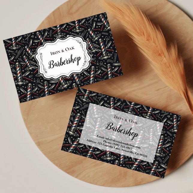 Antikes Friseursalons-Tools-Muster Visitenkarte (Von Creator hochgeladen)