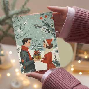Antikes Frohes und Hochzeits-Weihnachten Feiertagskarte