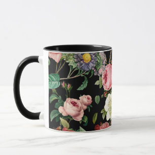 Antikes Gartengestaltungsmuster mit rosa und roten Tasse