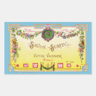 Antikes Gelbes Französisches Parfüm-Label Rechteckiger Aufkleber