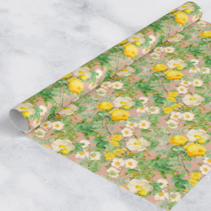 Antikes gelbes Rosen-Verpackungspapier in sanftem Geschenkpapier