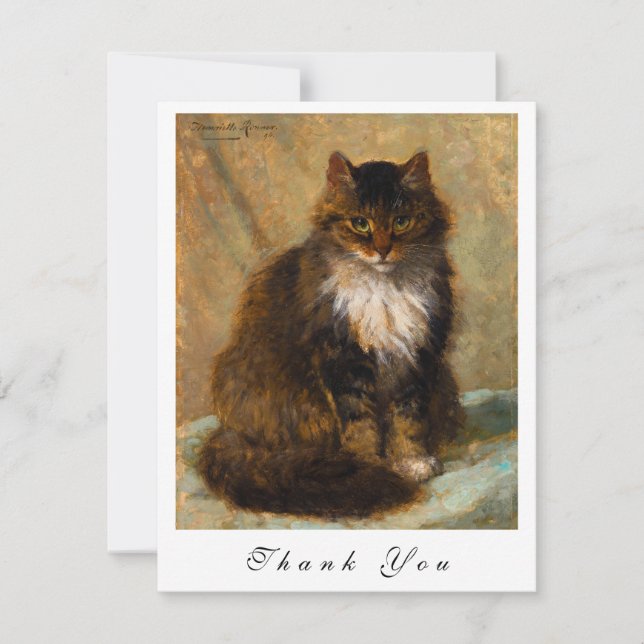 Antikes Gemälde Maine Coon Katze Danke (Vorderseite)