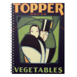 Antikes Gemüse-Etikett Topper, Art Deco Romance Notizblock