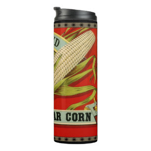 Antikes Gemüseetikett, Olney & Floyd Zuckermais Thermosbecher