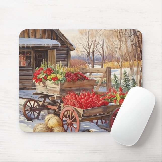 Antikes Gemüsekarren-Blockhaus Mousepad (Mit Mouse)