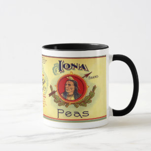 Antikes Gemüselabel - Erbsen Tasse