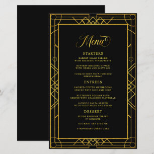 Antikes geometrisches, goldfarbenes Hochzeitsmenü