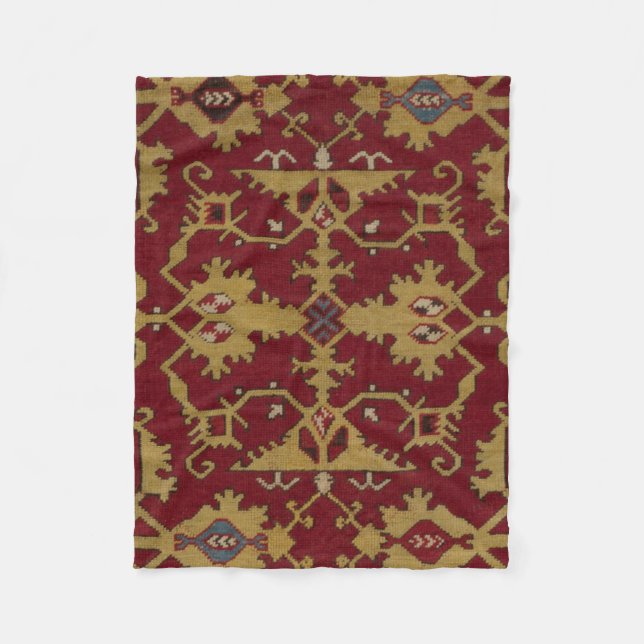 Antikes geometrisches Orientalisches Rotes Muster Fleecedecke (Vorderseite)