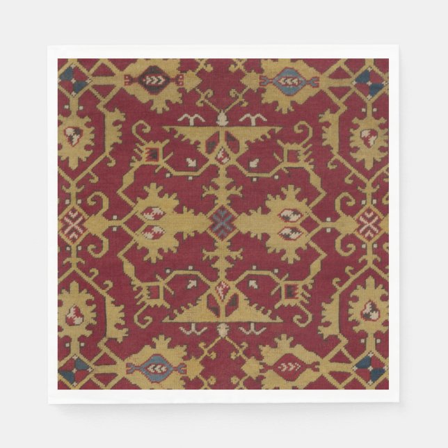 Antikes geometrisches Orientalisches Rotes Muster Serviette (Vorderseite)