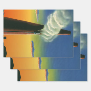 Antikes Geschäft, Dampfpfeifenfabrik Sonnenaufgang Geschenkpapier Set