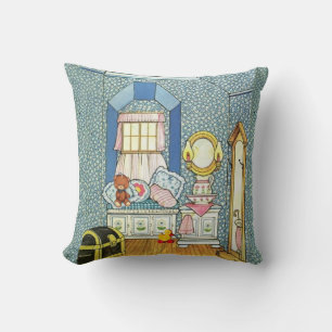 Antikes Gingham-Puppenhaus Kissen