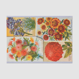 Antikes glänzendes Farbsommer-Blumen-Seidenpapier Seidenpapier