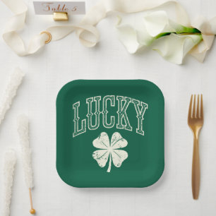 Antikes Glücksklee-St.-Patricks-Tag  Pappteller