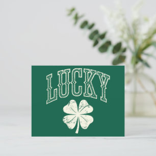 Antikes Glücksklee-St.-Patricks-Tag Postkarte