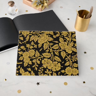 Antikes Gold-Blumen-Indisch-Lackarbeit-Schwarz-Mus Gästebuch