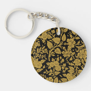 Antikes Gold-Blumen-Indisch-Lackarbeit-Schwarz-Mus Schlüsselanhänger
