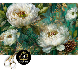Antikes Gold Blumen Nahtloses Decoupage Seidenpapier