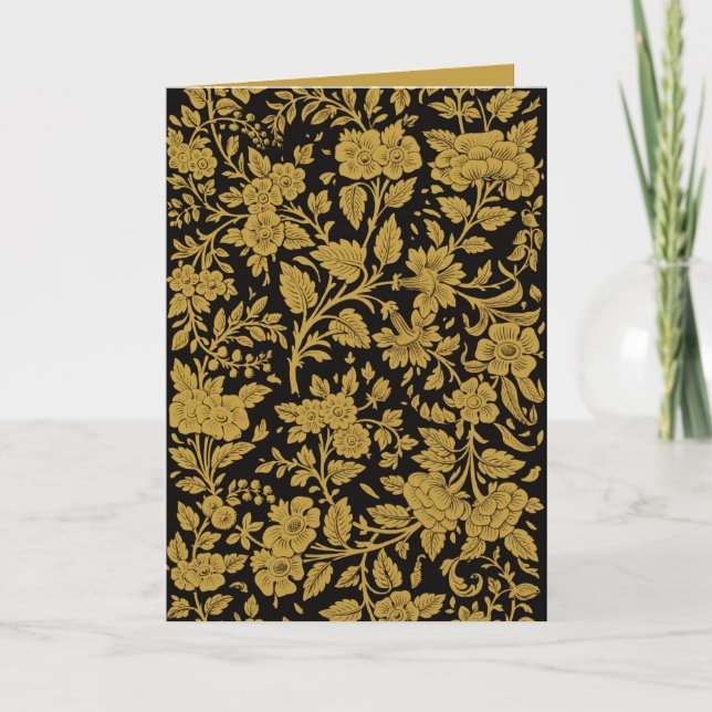 Antikes Gold-Blumenmuster Indische Lackarbeit Schw Karte (Vorderseite)