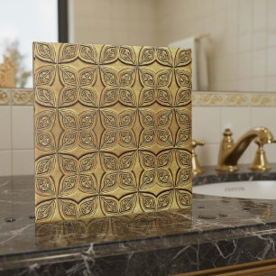 Antikes Gold-Blütenmotiv Geometrisch #9 ID1227 Fliese