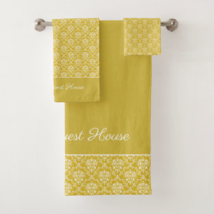 Antikes Gold Damask Muster Badetuch Set