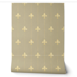 Antikes Gold Fleur-de-Lis Latte (kleine Ausführung Tapete