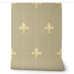 Antikes Gold Fleur-de-Lis Latte Tapete
