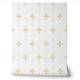 Antikes Gold Fleur-de-Lis Weiß (kleine Ausführung) Tapete