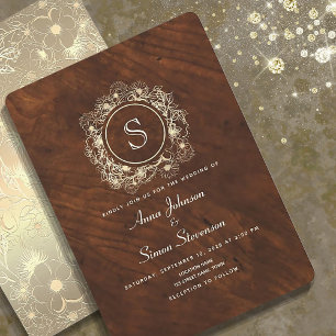 Antikes Gold Florales Rustikales Hochzeit Einladung