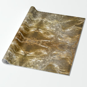 Antikes Gold geprägtes Blumenmuster weißer Glitter Geschenkpapier