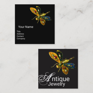 ANTIKES GOLD-LIBELLE JEWEL Monogramm, Schwarz Quadratische Visitenkarte