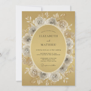 Antikes Gold Prestigeträchtige Vintage-Hochzeit Einladung