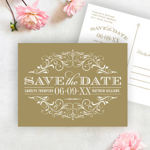 Antikes Gold-Rocken mit Schnörkel - Terminankündig Ankündigungspostkarte