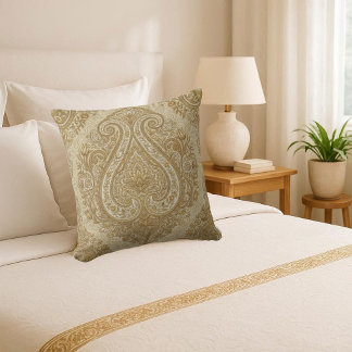 Antikes Gold Verziertes Paisley Luxus Persisches E Kissen