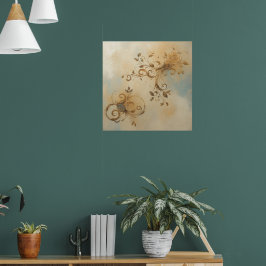 Antikes Goldenes Blumen-Swirbel-Kunstposter I | An Poster