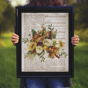Antikes goldenes Bouquet Poster