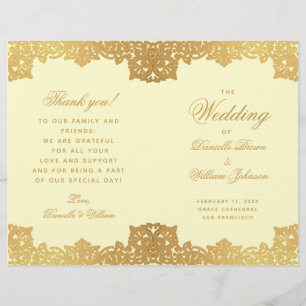 Antikes goldenes Creme elegantes gefaltetes Hochze