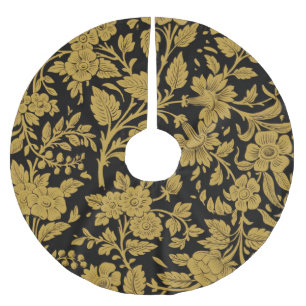 Antikes goldenes florales indisches Lackarbeit-Sch Polyester Weihnachtsbaumdecke