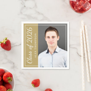 Antikes Goldfoto Abschlussfeier Klasse 2026 Serviette