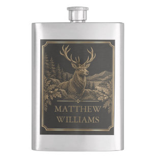 Antikes Goldhirsch-Wald-Design Flachmann