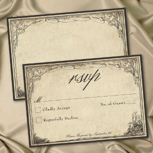 Antikes gotisches mittelalterliches Pergament Hoch RSVP Karte