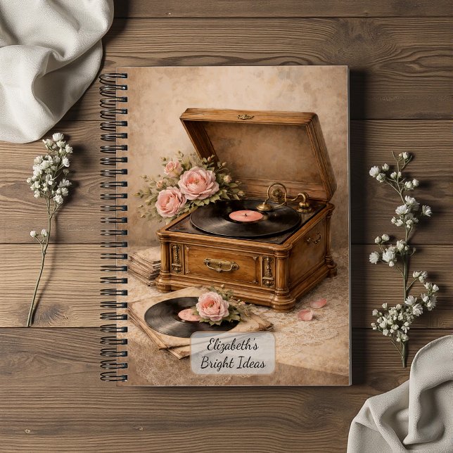 Antikes Grammophon mit Rosen Notizbuch (Von Creator hochgeladen)