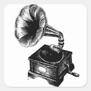 Antikes Grammophon Quadratischer Aufkleber