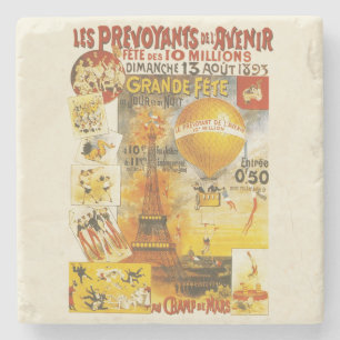 Antikes Grand Fete Fair Paris Plakat Steinuntersetzer