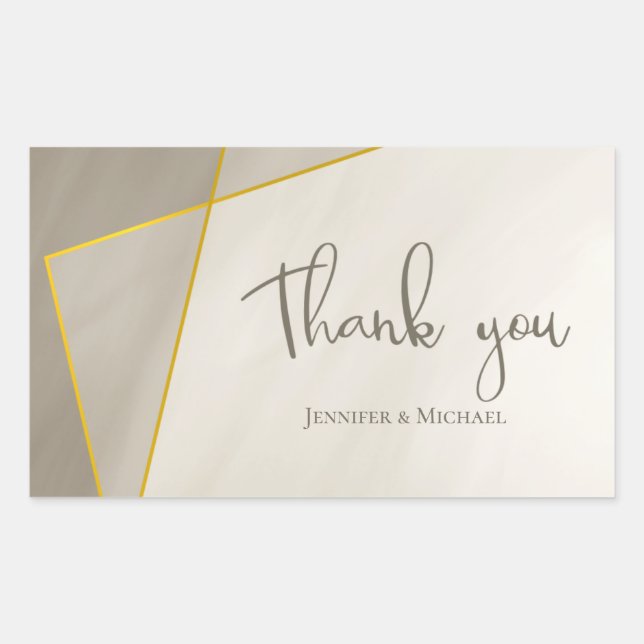 antikes graues, modernes Goldrahmen Rechteckiger Aufkleber (Vorderseite)