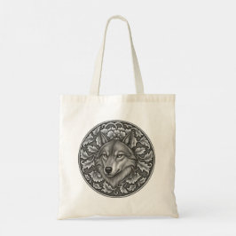 Antikes graviertes florales Wolfskopf-Design Tragetasche